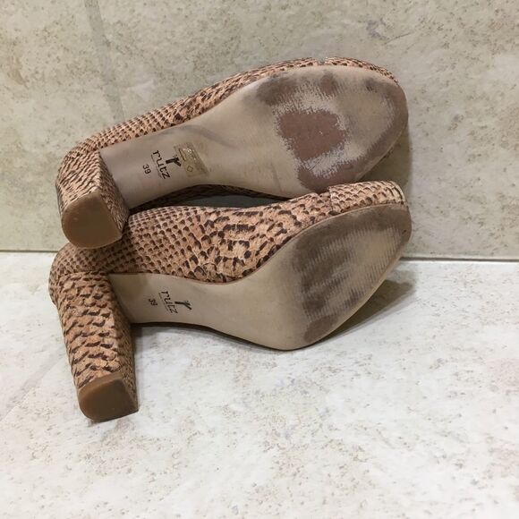 RUTZ WALK IN CORK PEEP-TOE HEELS IN PYTHON - Picture 11 of 12
